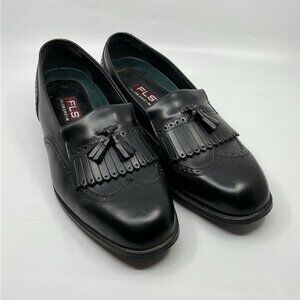 FLS Florsheim Wingtip Black Leather Shoes Mens Size 11 Oxford Tassels‎ Loafers